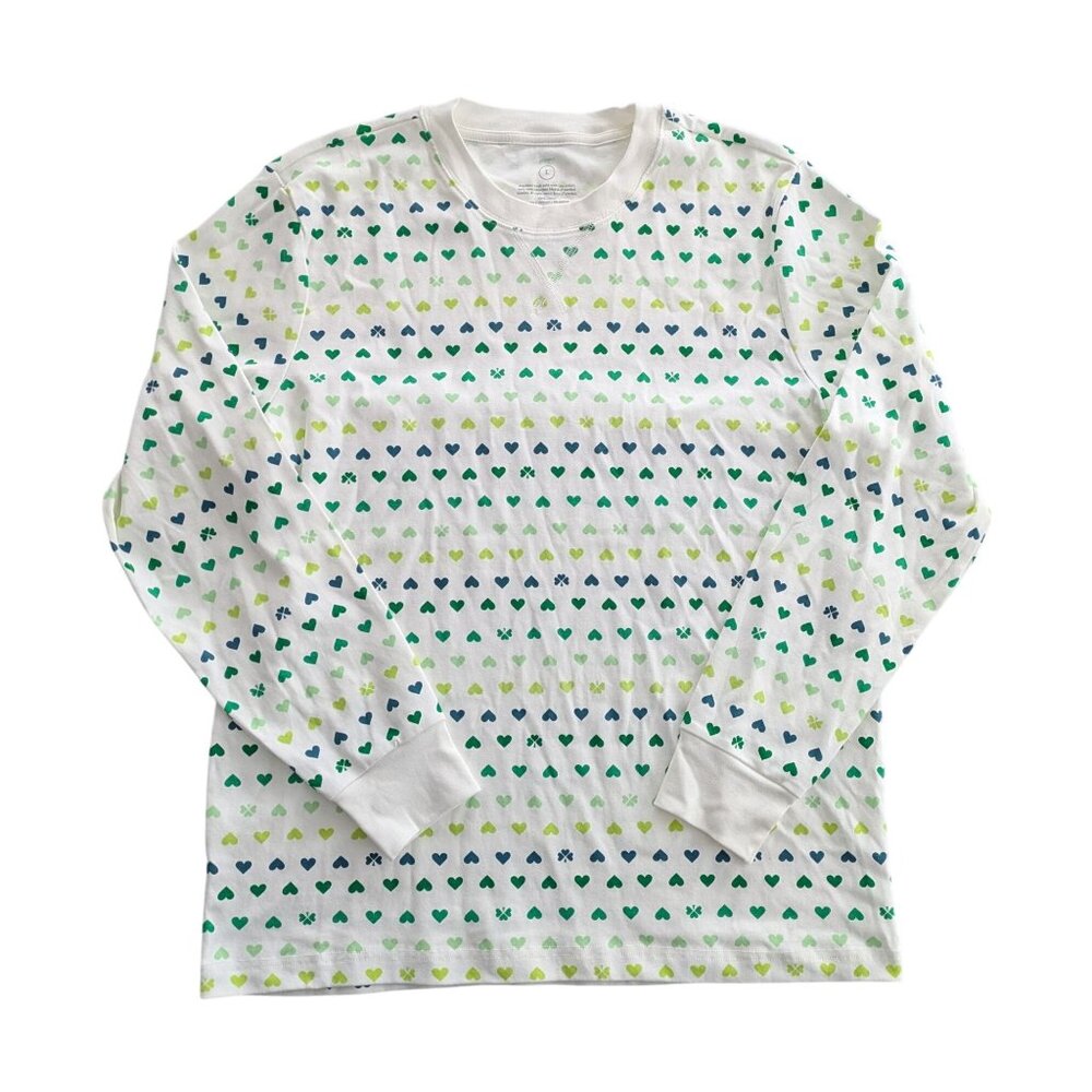 Lucky Heart Print Pajama Top By Primary 100% Cotton